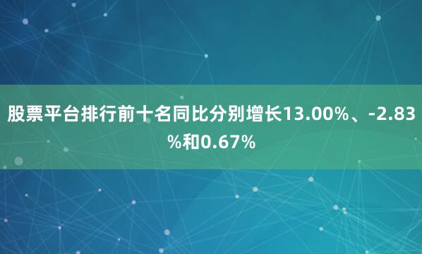 股票平台排行前十名同比分别增长13.00%、-2.83%和0.67%